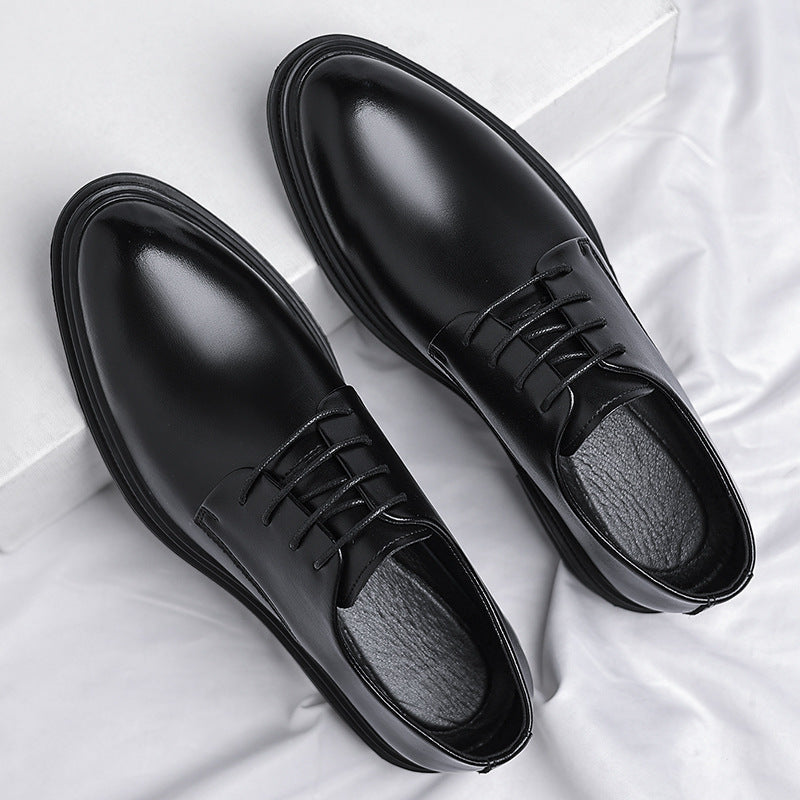 Men's Black Leather Shoes British Style Formal Business Shoes