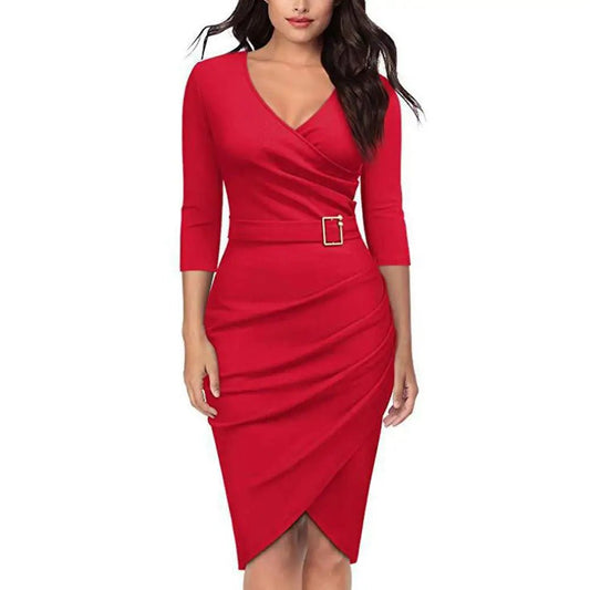 Robe ceinturée taille haute pour femme, robe élégante LA TendanceStore multi service