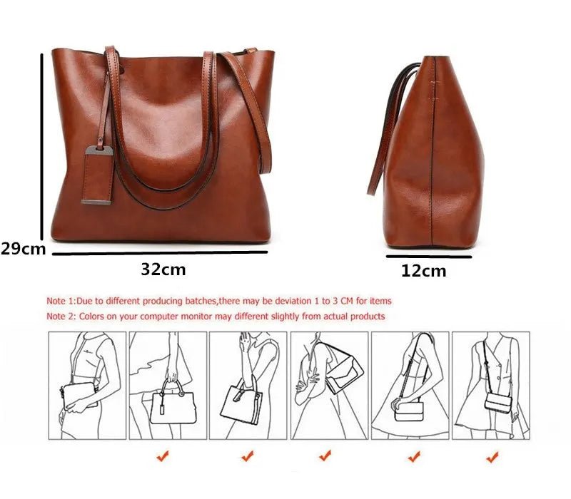 Sac à mains en cuir Double sangle à bandoulière pour femmes LA TendanceStore multi service