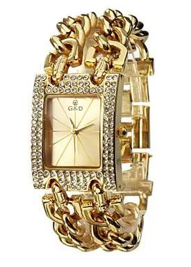 G & D-Montre en diamant pour femme, quartz, cadran rectangulaire, bracelet, horloge, biscuits de luxe, horloge pour femme LA TendanceStore multi service