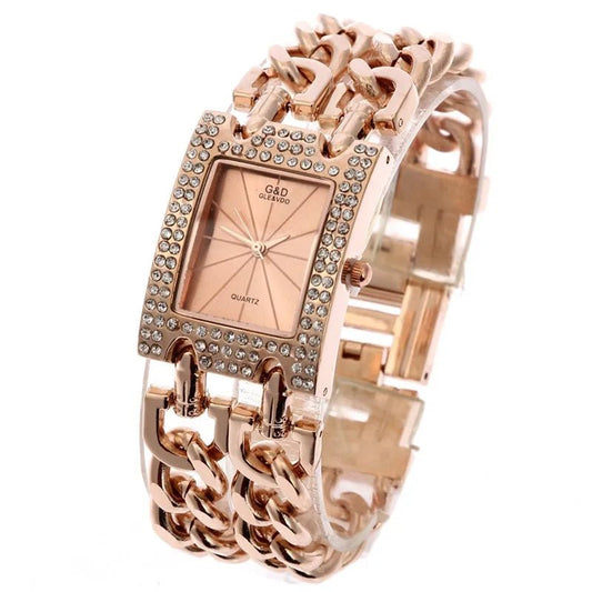 G & D-Montre en diamant pour femme, quartz, cadran rectangulaire, bracelet, horloge, biscuits de luxe, horloge pour femme LA TendanceStore multi service