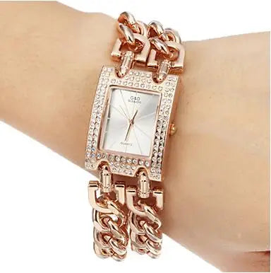 G & D-Montre en diamant pour femme, quartz, cadran rectangulaire, bracelet, horloge, biscuits de luxe, horloge pour femme LA TendanceStore multi service