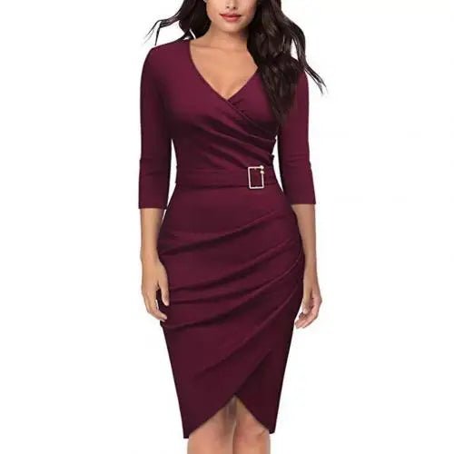 Robe ceinturée taille haute pour femme, robe élégante LA TendanceStore multi service