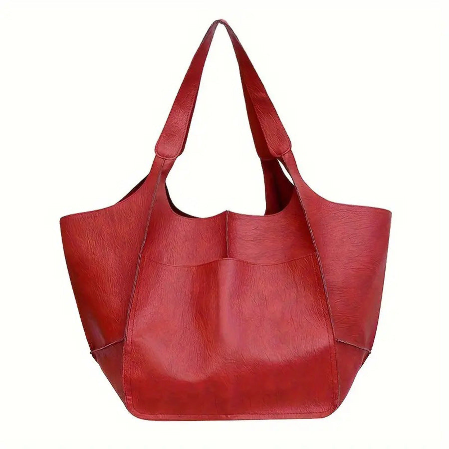 Simple and fashionable large soft leather handbag for women