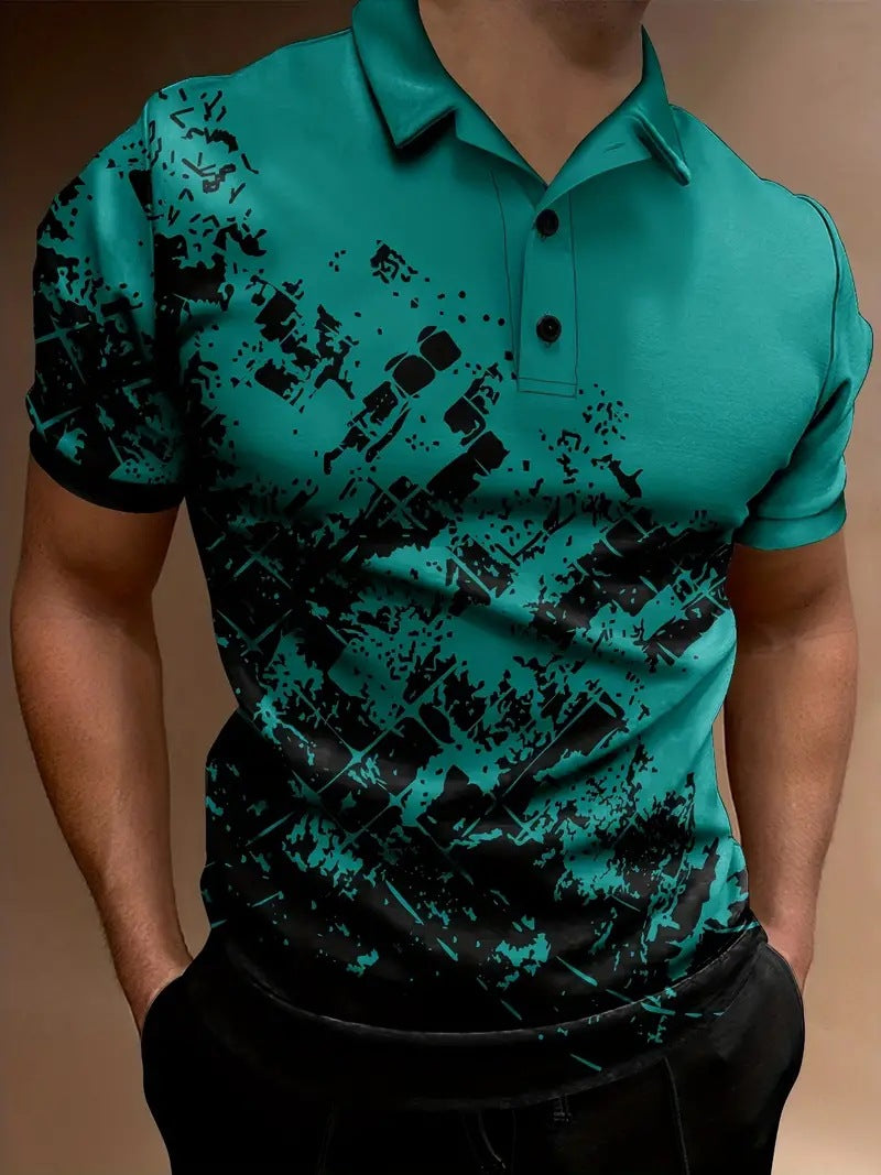 Men's Breathable and Fashionable Printed Polo Top