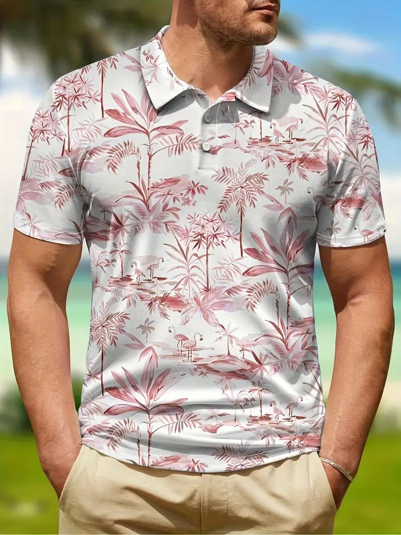 Men's Breathable and Fashionable Printed Polo Top