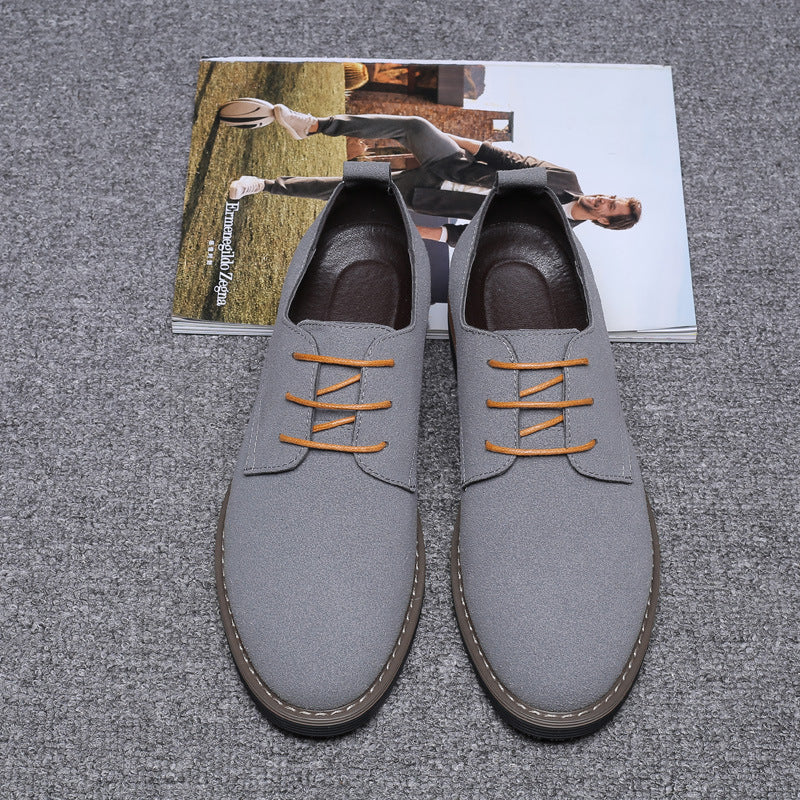 Men's casual shoes, large size, frosted effect, British style