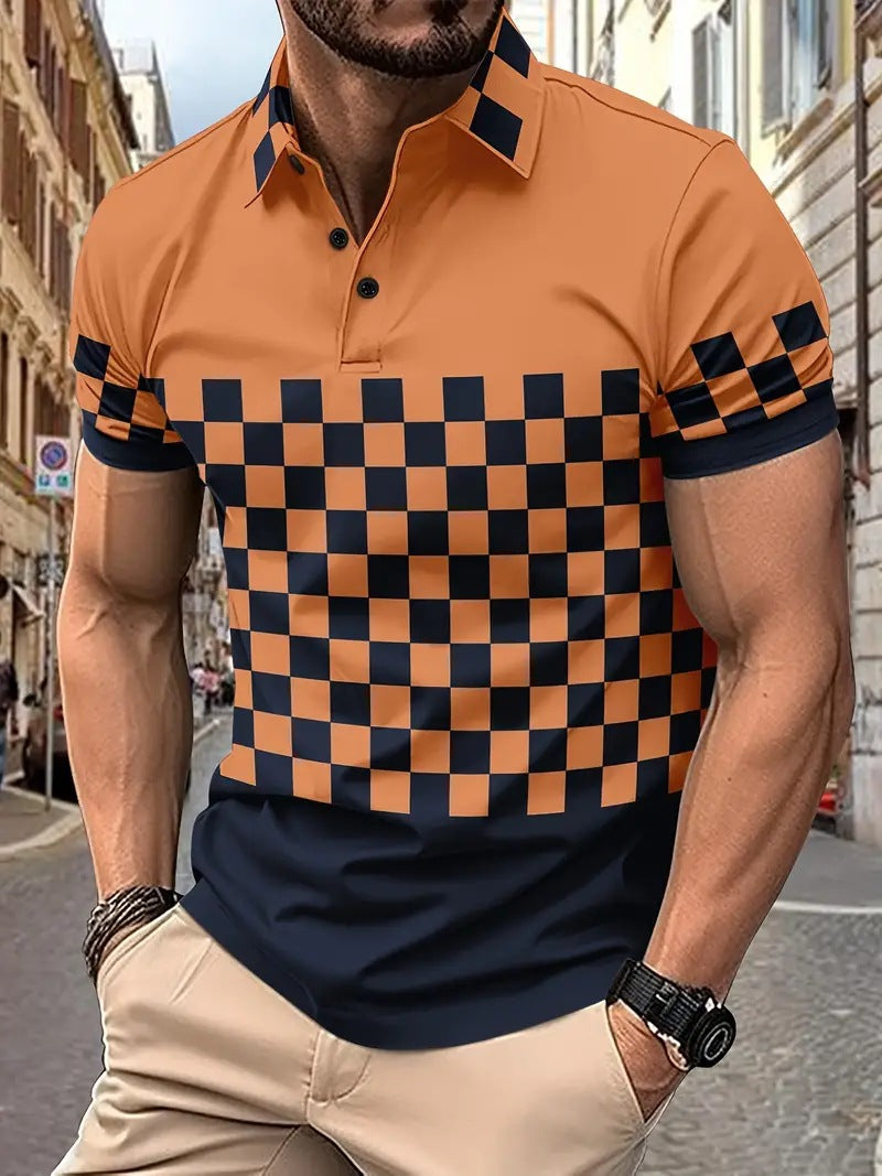 Men's Breathable and Fashionable Printed Polo Top