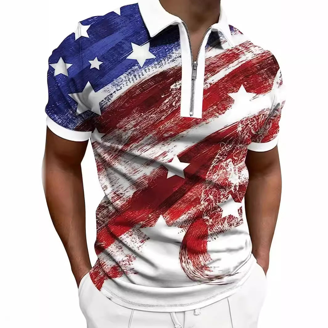 Men's Breathable and Fashionable Printed Polo Top