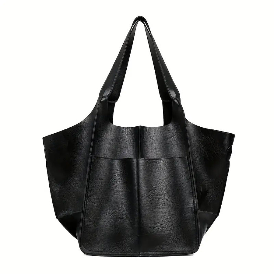 Simple and fashionable large soft leather handbag for women