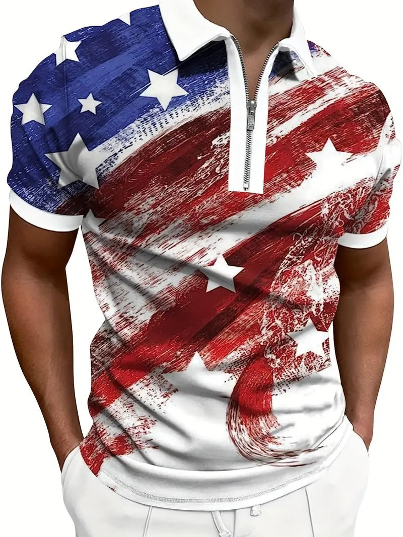 Men's Breathable and Fashionable Printed Polo Top