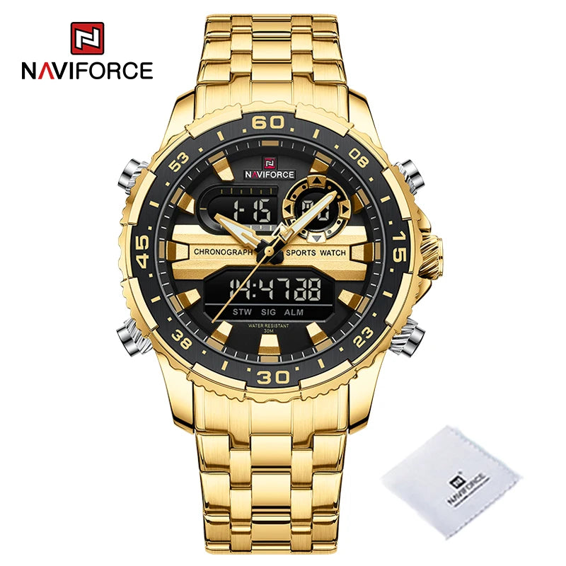 NAVIFORCE-Montre-bracelet analogique numérique à quartz pour homme, écran LCD, étanche à 30m, marque tendance, originale LA TendanceStore multi service