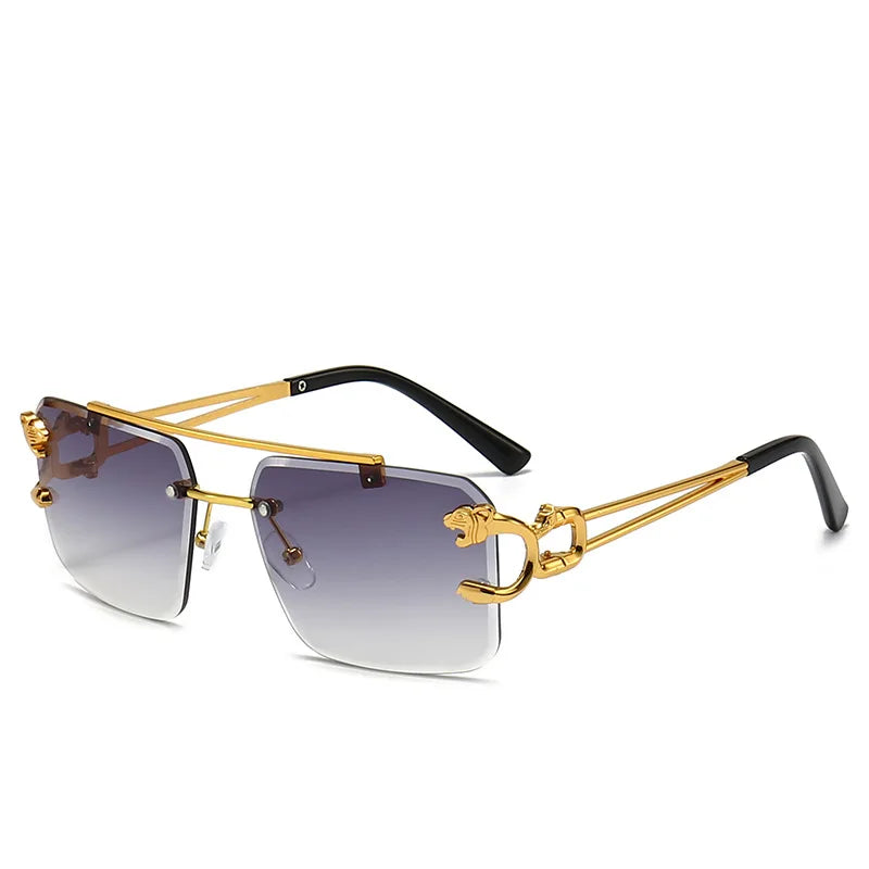 Lunettes de soleil carrées sans monture pour hommes et femmes, lunettes de soleil vintage, miroir rétro, marque de créateur, mode masculine et féminine, luxe