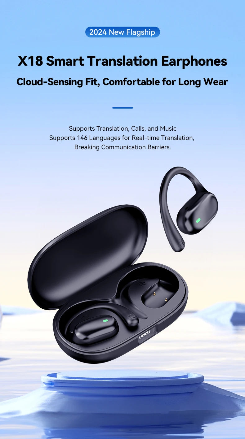 Wireless Bluetooth Headphones with Intelligent Campanvocal, Earphones, Real-time Translation, Multi-languages, Top, New, 2024, 144