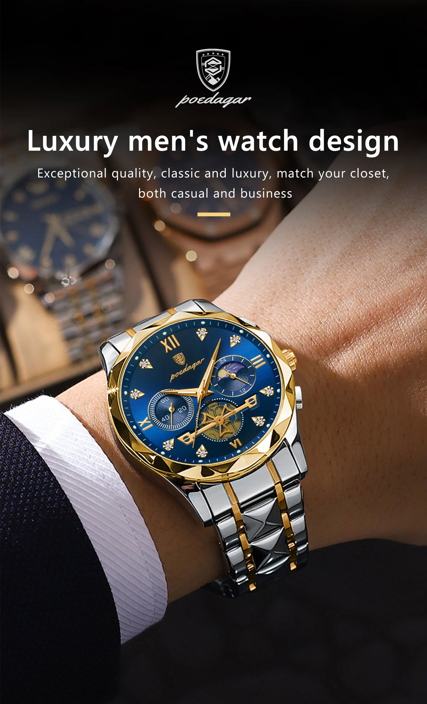 Luxury Stainless Steel Wristwatch