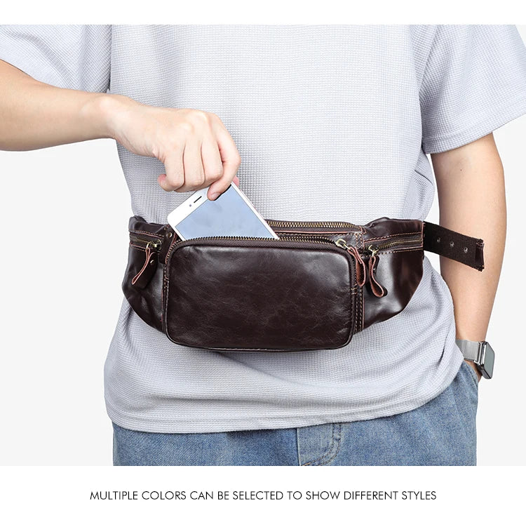 WESTAL Genuine Leather Fanny Pack for Men Vintage Phone Bags Messenger Bags Sports Handbags 9999