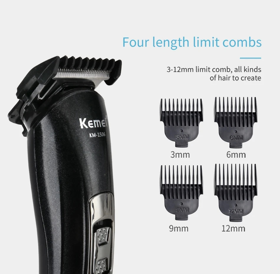 Kemei KM-1506 3 in 1 Electric Shaver USB Rechargeable Hair Clipper Professional Nose Hair Trimmer