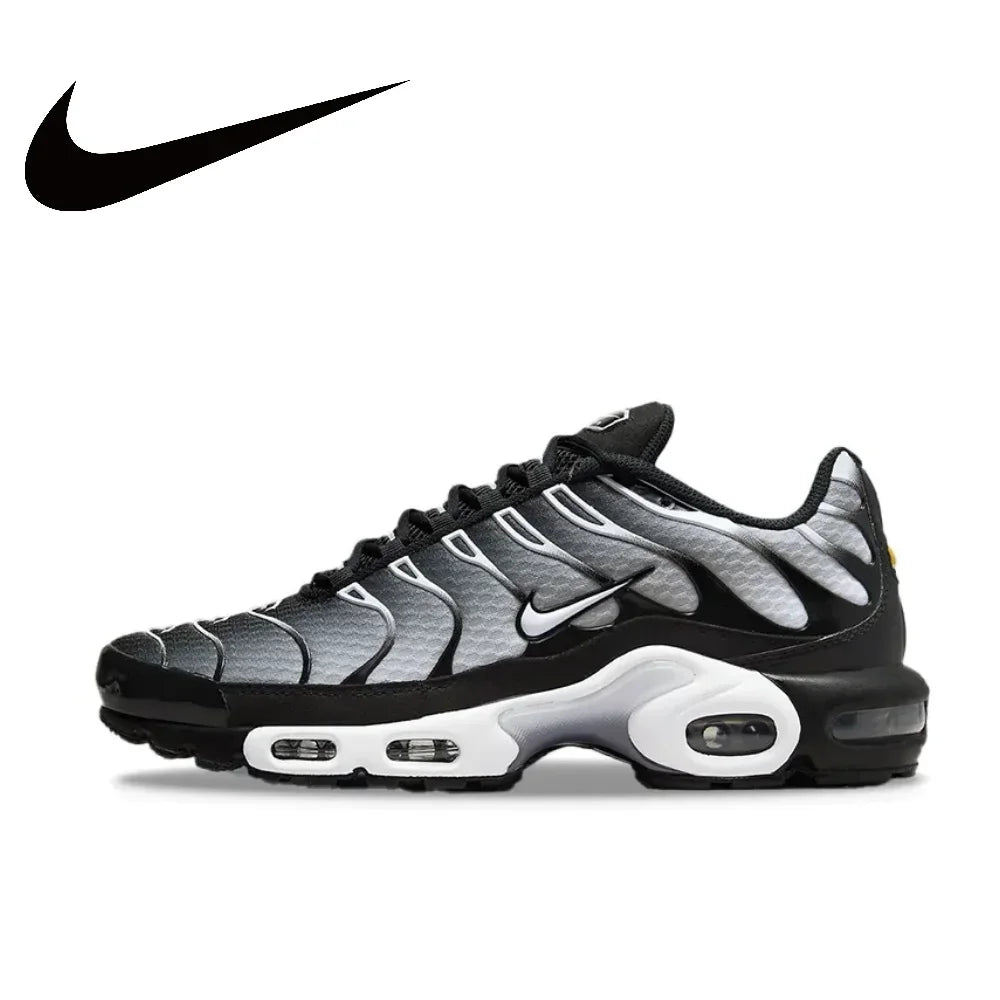 Nike-Air Max Plus Low Men's Sneakers, Casual Running Shoes, Comfortable, Shock Absorption, Anti-Aging, Black, Original