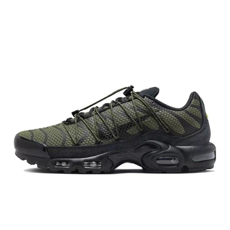 Nike-Air Max Plus Retro Low Cut Casual Chaussures pour Hommes et Femmes, Absorbant les Chocs, Antidérapant, Durable, Noir, Course