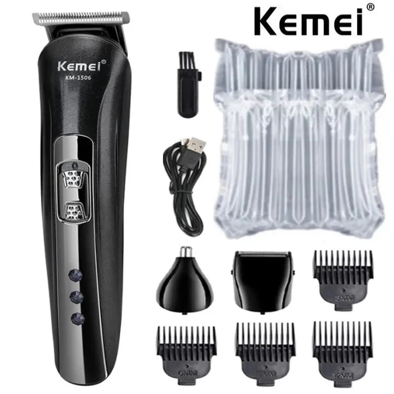 Kemei KM-1506 3 in 1 Electric Shaver USB Rechargeable Hair Clipper Professional Nose Hair Trimmer