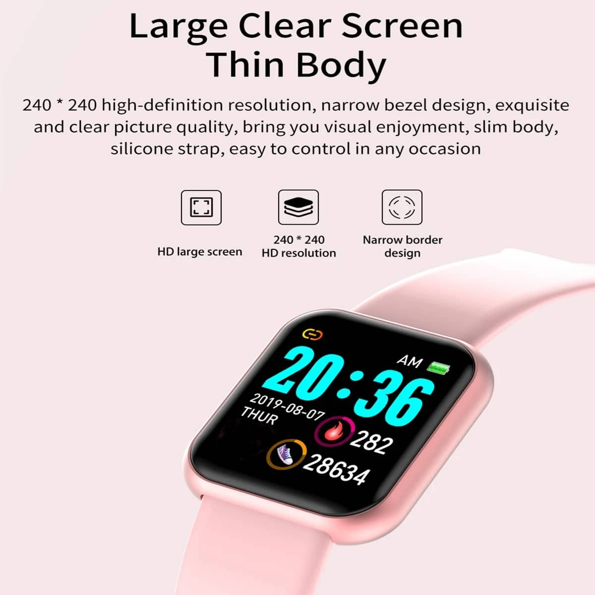 Smart Watch for Men Women Sports Mode Music Control Calorie Distance Fitness Smart Bracelet Message Reminder Smart Wristband Android IOS