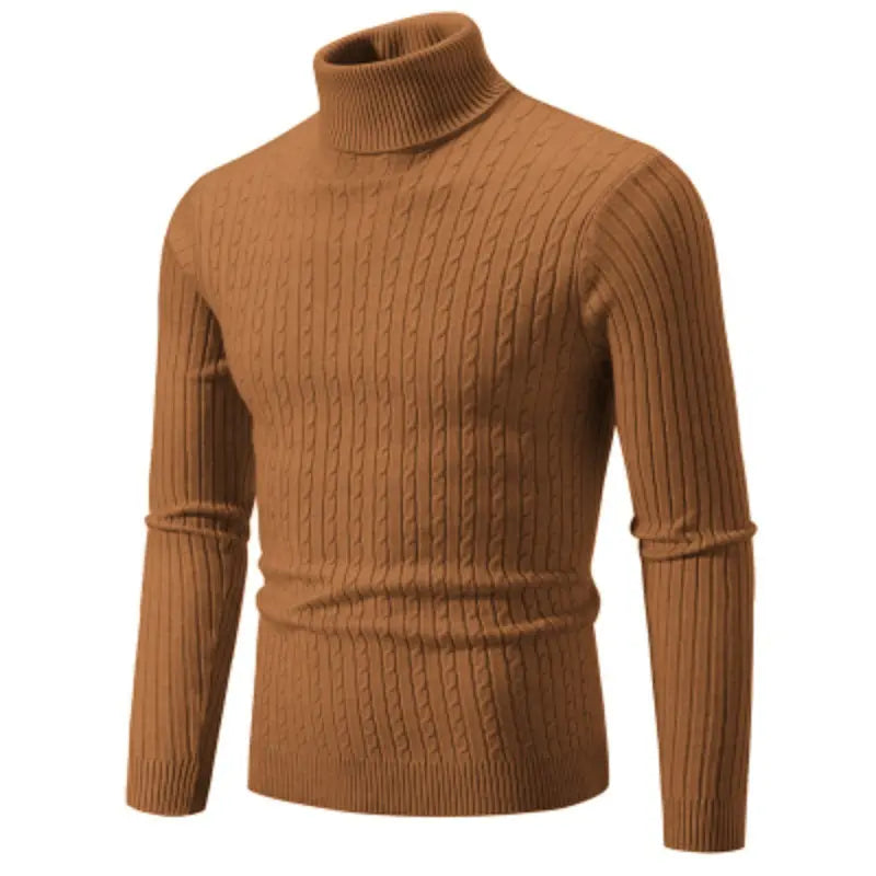 Nouveau pull à col montant pour hommes, couleur unie, tricoté, chaud, décontracté, col roulé, vêtements d'extérieur en laine pour l'hiver LA TendanceStore multi service