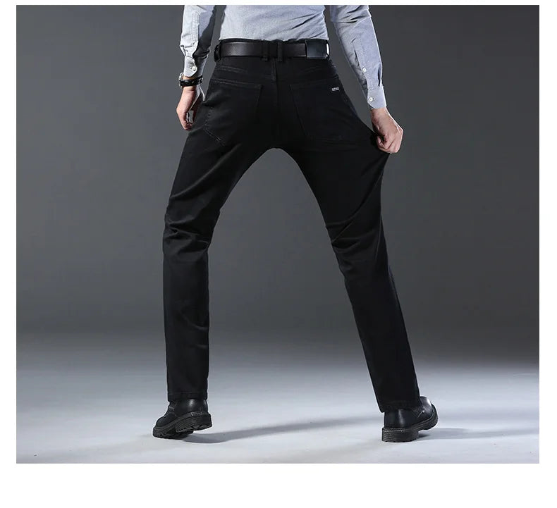 Nouveaux jeans décontractés pour hommes Wthinlee, style droit extensible, mode classique bleu noir, pantalons de travail en denim, vêtements de marque pour hommes