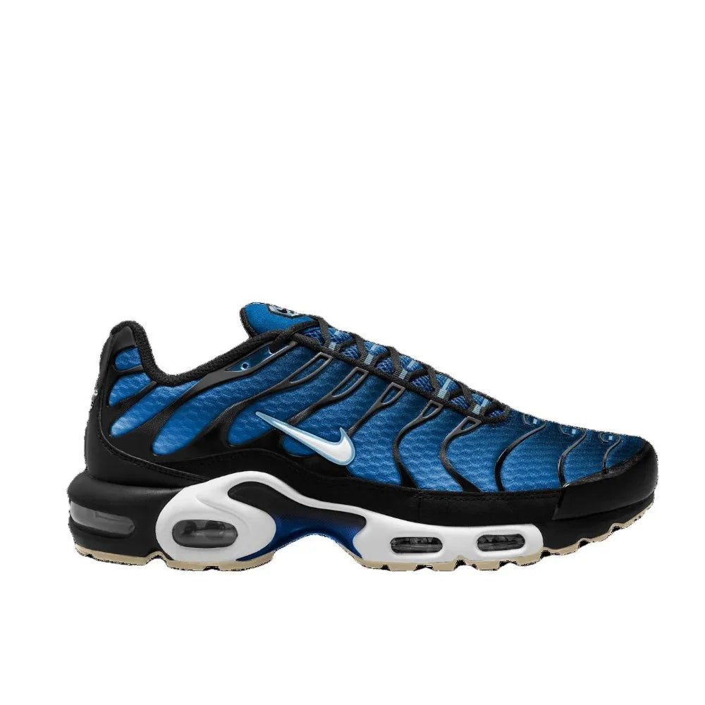 Nike-Air Max Plus Low Men's Sneakers, Casual Running Shoes, Comfortable, Shock Absorption, Anti-Aging, Black, Original