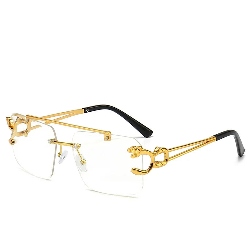 Lunettes de soleil carrées sans monture pour hommes et femmes, lunettes de soleil vintage, miroir rétro, marque de créateur, mode masculine et féminine, luxe