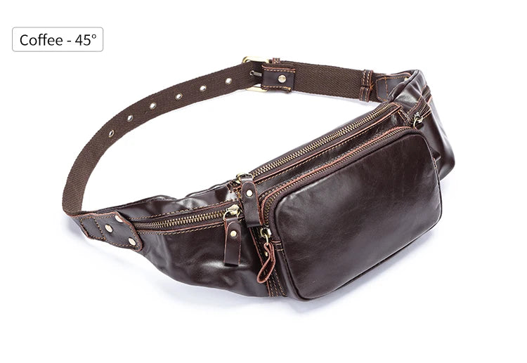 WESTAL Genuine Leather Fanny Pack for Men Vintage Phone Bags Messenger Bags Sports Handbags 9999