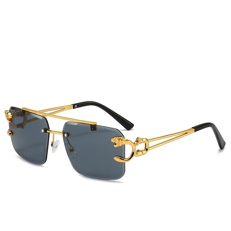 Lunettes de soleil carrées sans monture pour hommes et femmes, lunettes de soleil vintage, miroir rétro, marque de créateur, mode masculine et féminine, luxe