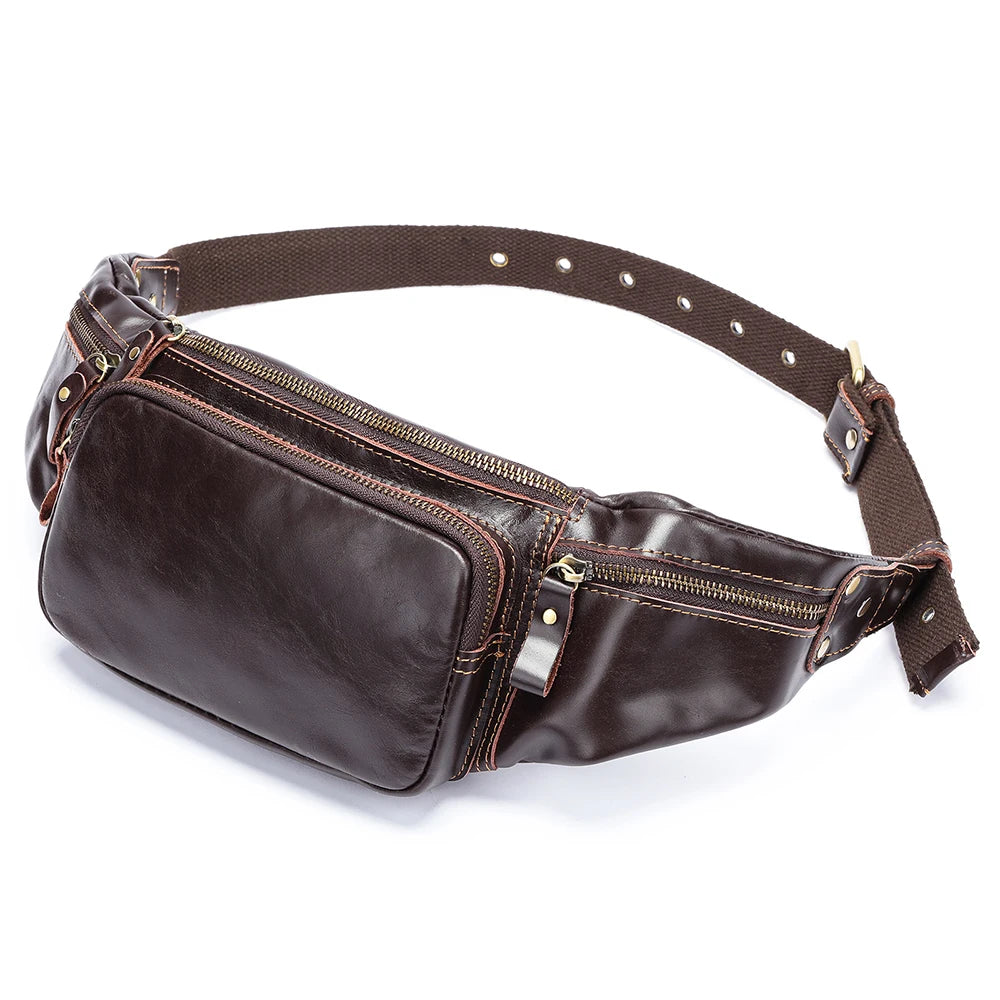 WESTAL Genuine Leather Fanny Pack for Men Vintage Phone Bags Messenger Bags Sports Handbags 9999