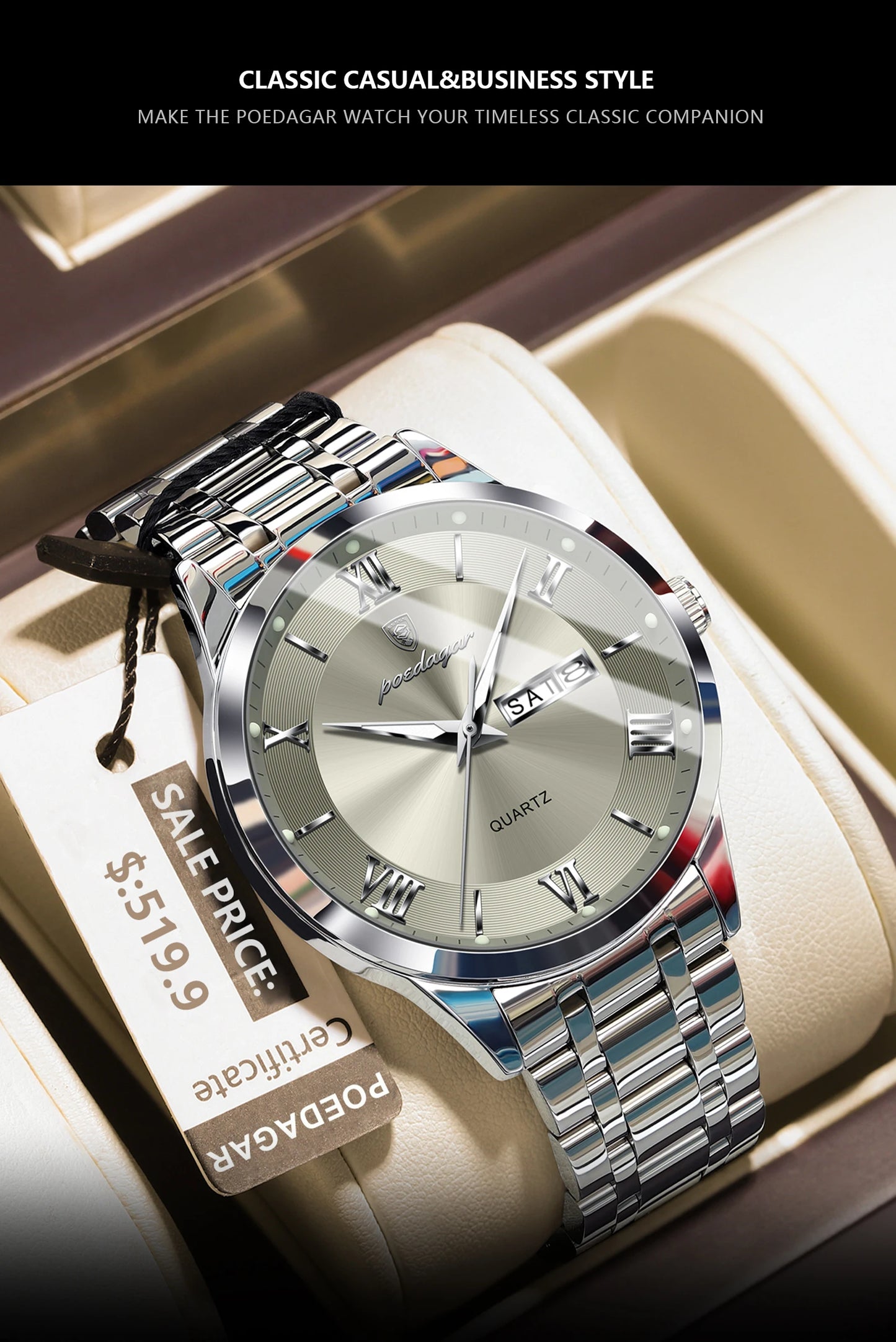 Luxury Stainless Steel Wristwatch