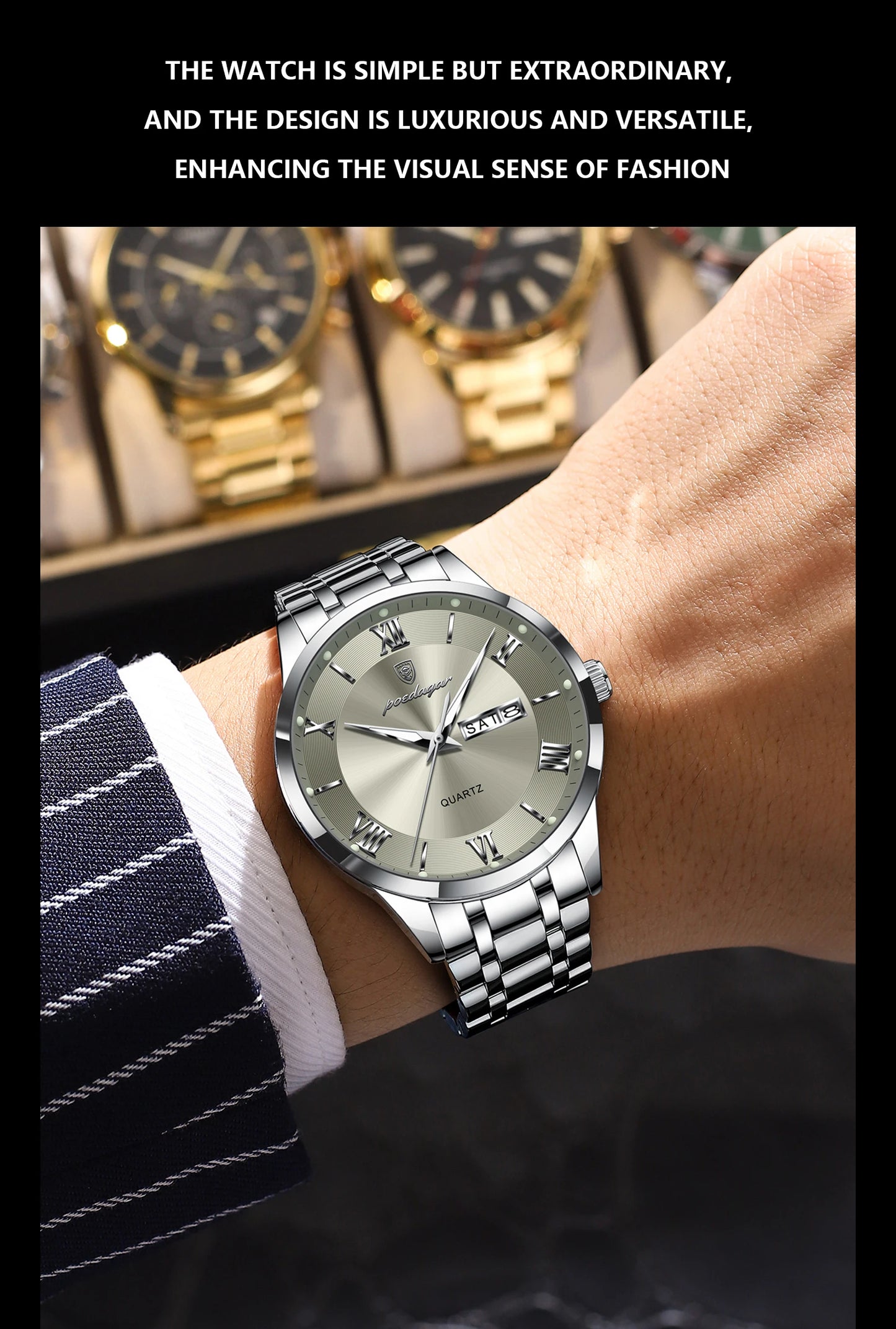 Luxury Stainless Steel Wristwatch