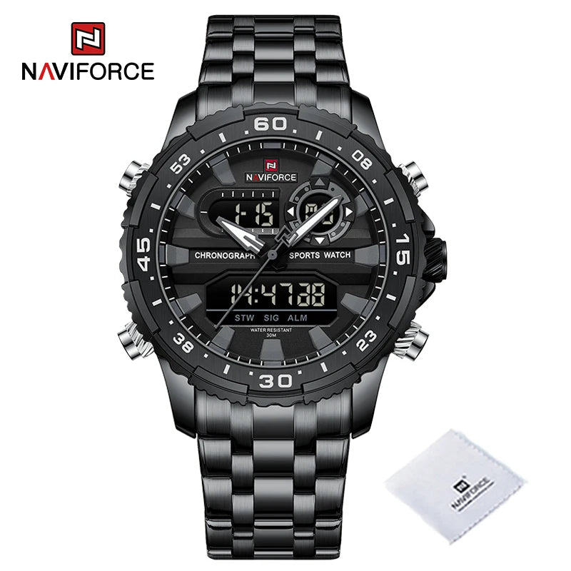 NAVIFORCE-Montre-bracelet analogique numérique à quartz pour homme, écran LCD, étanche à 30m, marque tendance, originale LA TendanceStore multi service