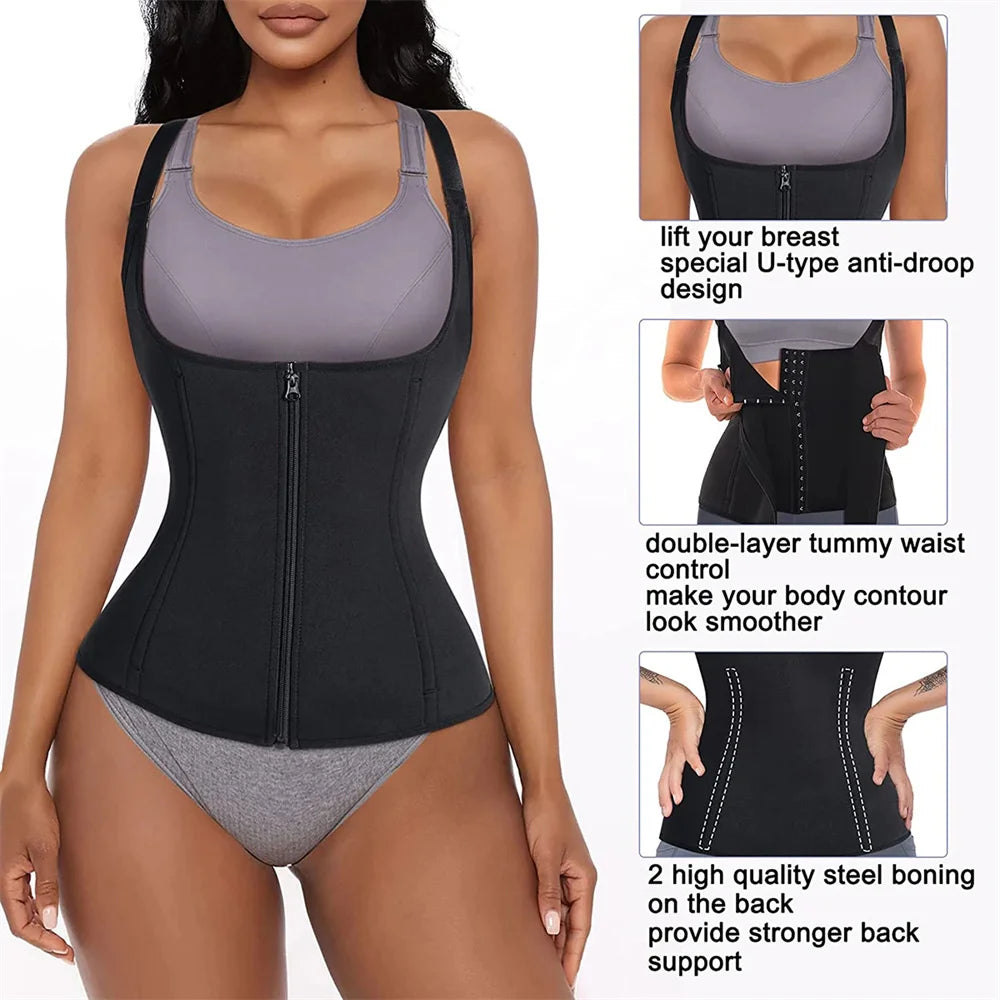 Haut précieux d'entraînement de taille pour les femmes, fermeture éclair, Body Shaper, TUNIfibrControl, vêtements de sport pour femmes, sous-vêtements saillants