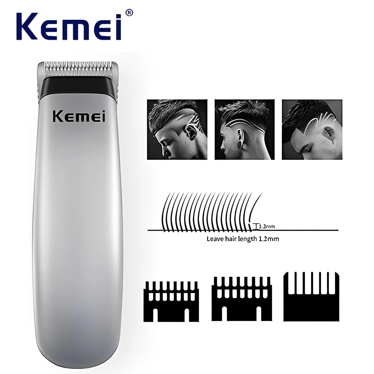 Kemei Mini Hair Clipper, Portable Hair Trimmer, Barber Hair Cutting Machine, Replaceable Battery Hair Trimmer Machine for Men KM-666