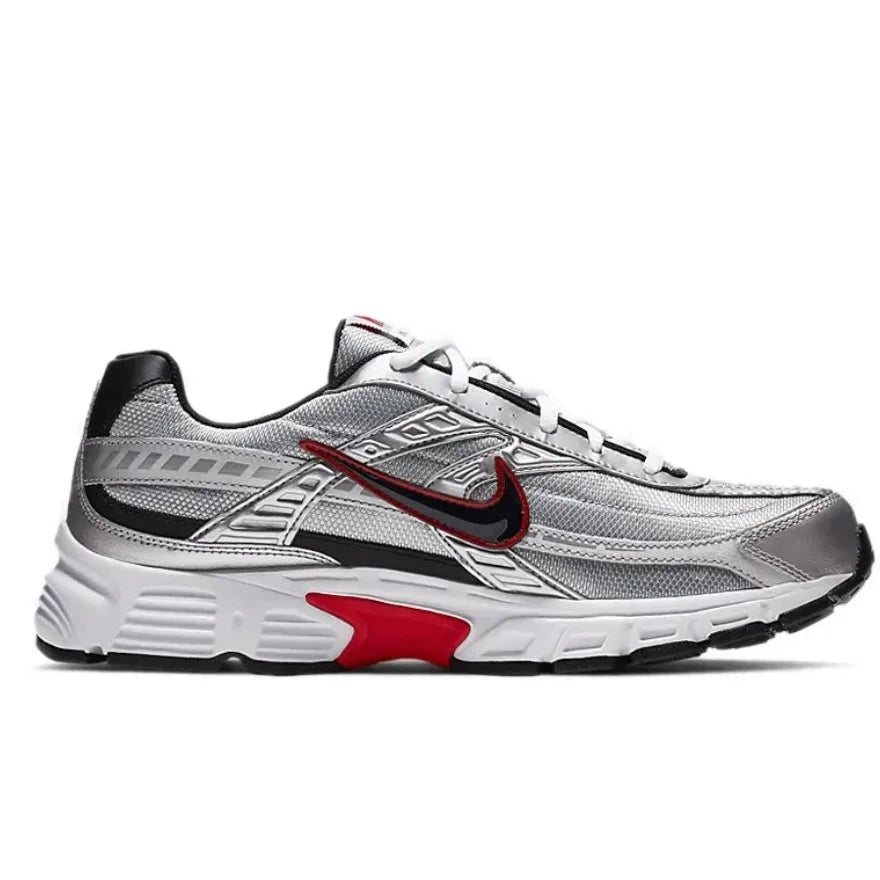 Nike Men's Casual Running Shoes, Low-Top Sneakers, Initiator Fashion Trend, Black and Silver