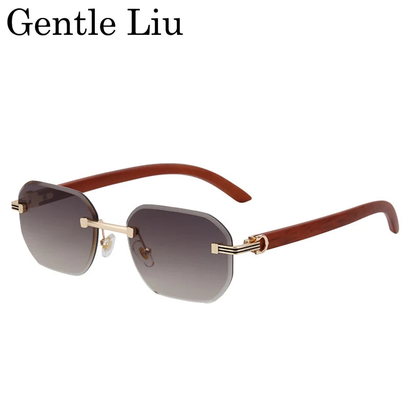 Lunettes de soleil carrées vintage sans monture pour hommes, lunettes anti-lumière bleue, lunettes sans cadre, lunettes punk, marque de luxe, UV400, 2025