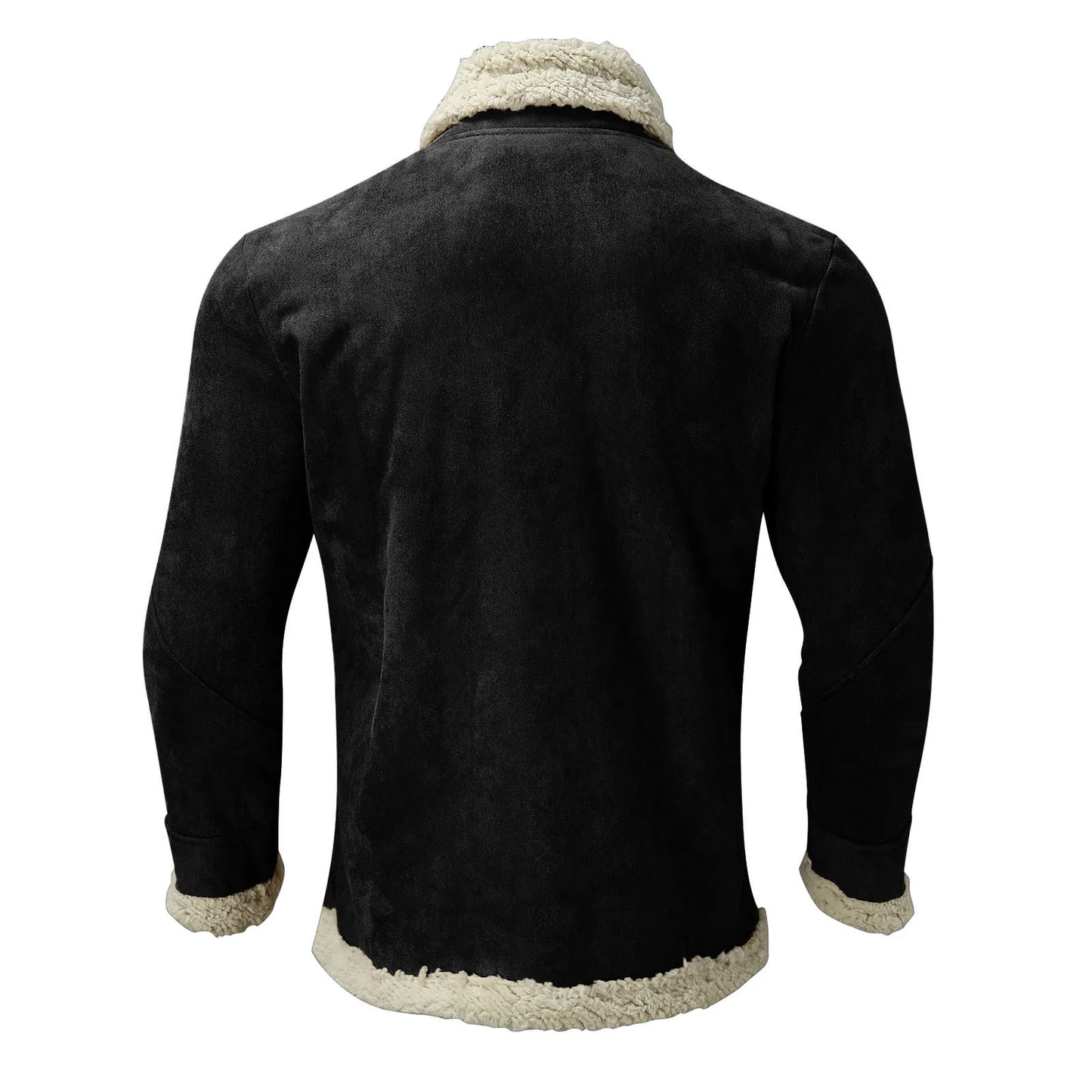 Veste en peluche décontractée pour homme avec poches, manteau en laine, manches longues, col rabattu, fermeture éclair document, solide, chaud