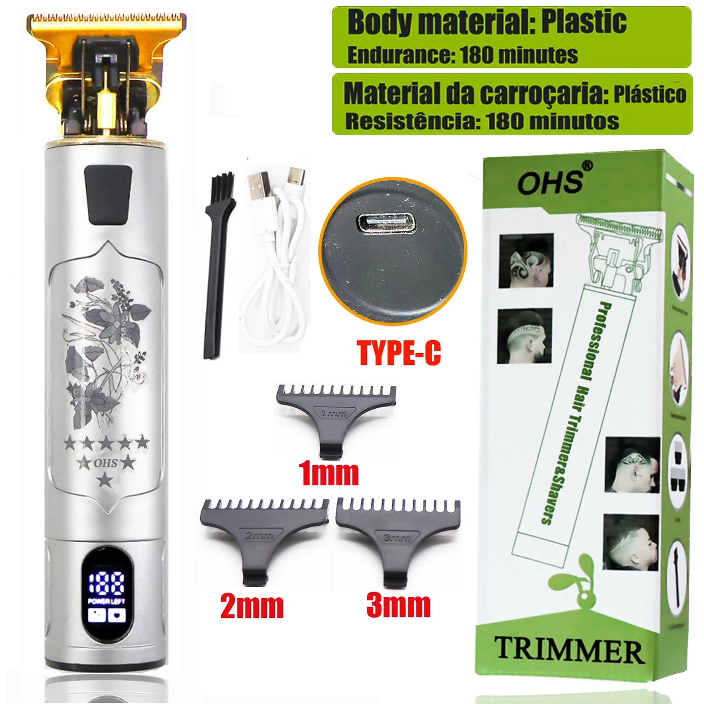 T9 LCD Display Electric Hair Clipper for Men Beard Trimmer Hair Cutting Machine 0mm