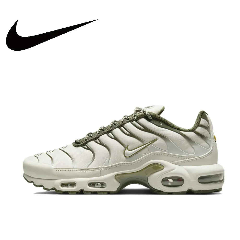 Nike-Air Max Plus Low Men's Sneakers, Casual Running Shoes, Comfortable, Shock Absorption, Anti-Aging, Black, Original