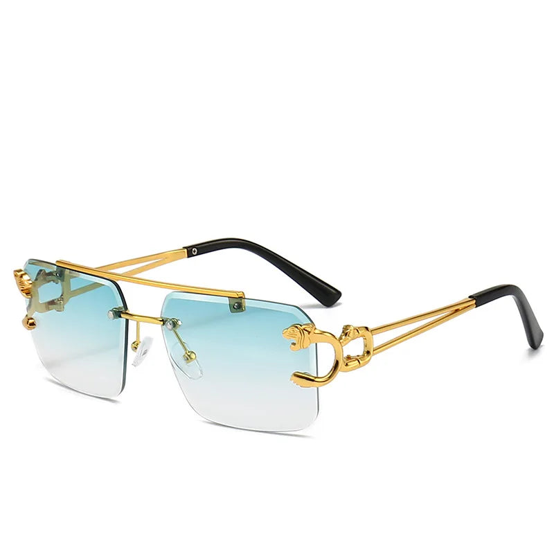 Lunettes de soleil carrées sans monture pour hommes et femmes, lunettes de soleil vintage, miroir rétro, marque de créateur, mode masculine et féminine, luxe