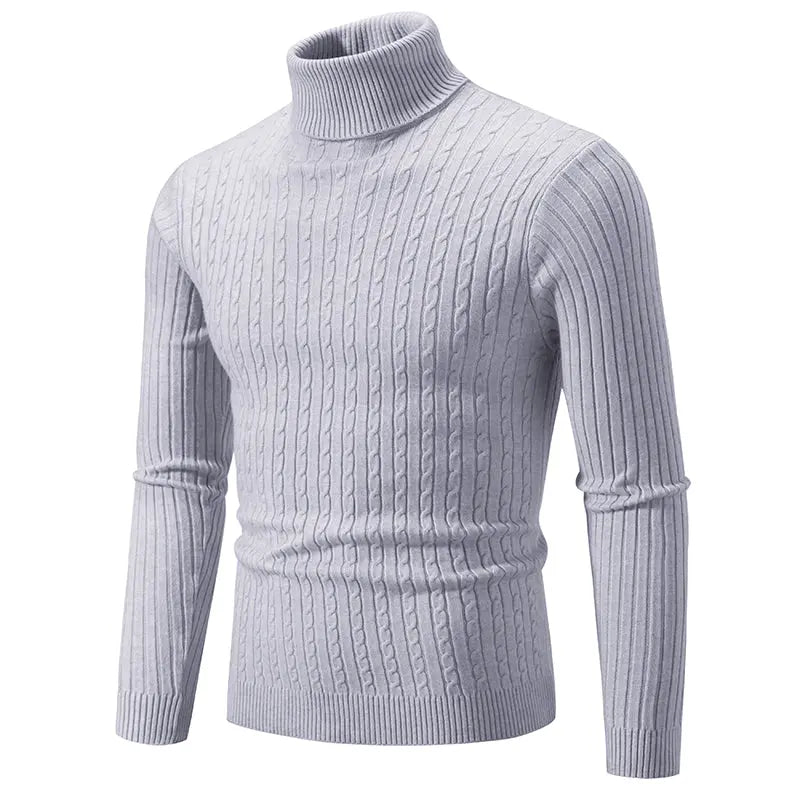 Nouveau pull à col montant pour hommes, couleur unie, tricoté, chaud, décontracté, col roulé, vêtements d'extérieur en laine pour l'hiver LA TendanceStore multi service