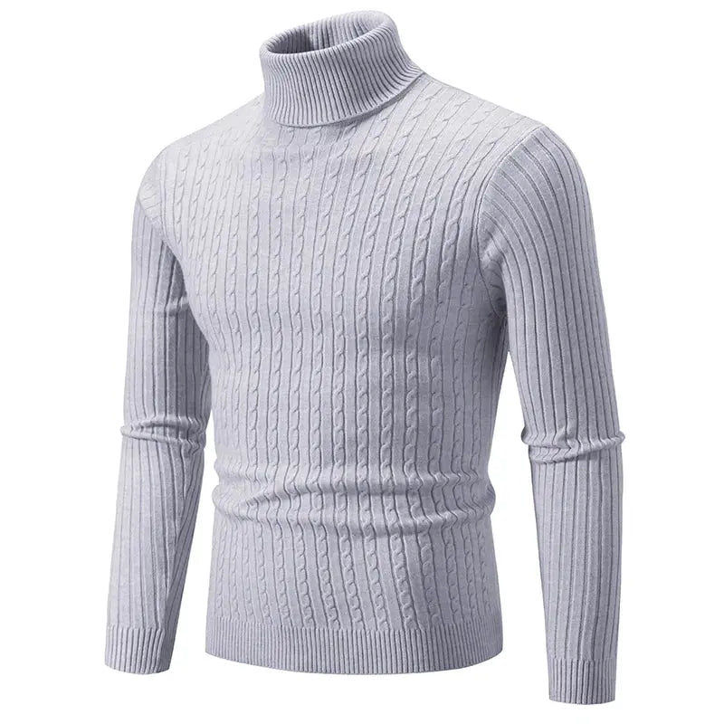 Nouveau pull à col montant pour hommes, couleur unie, tricoté, chaud, décontracté, col roulé, vêtements d'extérieur en laine pour l'hiver LA TendanceStore multi service