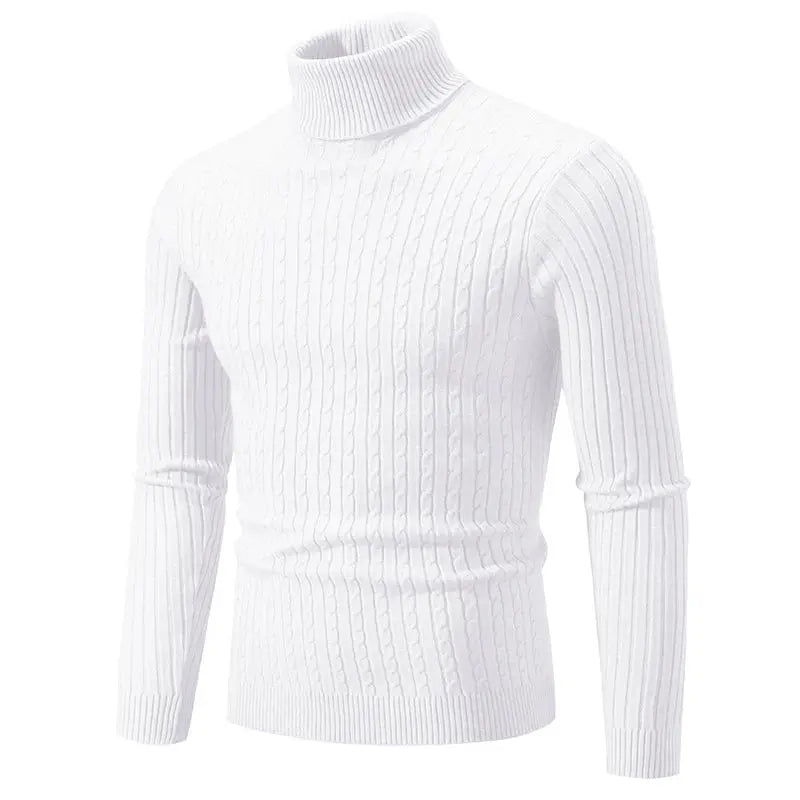 Nouveau pull à col montant pour hommes, couleur unie, tricoté, chaud, décontracté, col roulé, vêtements d'extérieur en laine pour l'hiver LA TendanceStore multi service