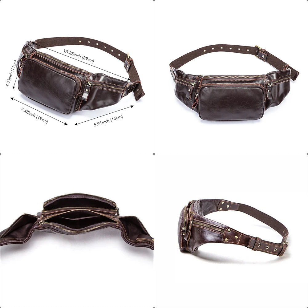 WESTAL Genuine Leather Fanny Pack for Men Vintage Phone Bags Messenger Bags Sports Handbags 9999