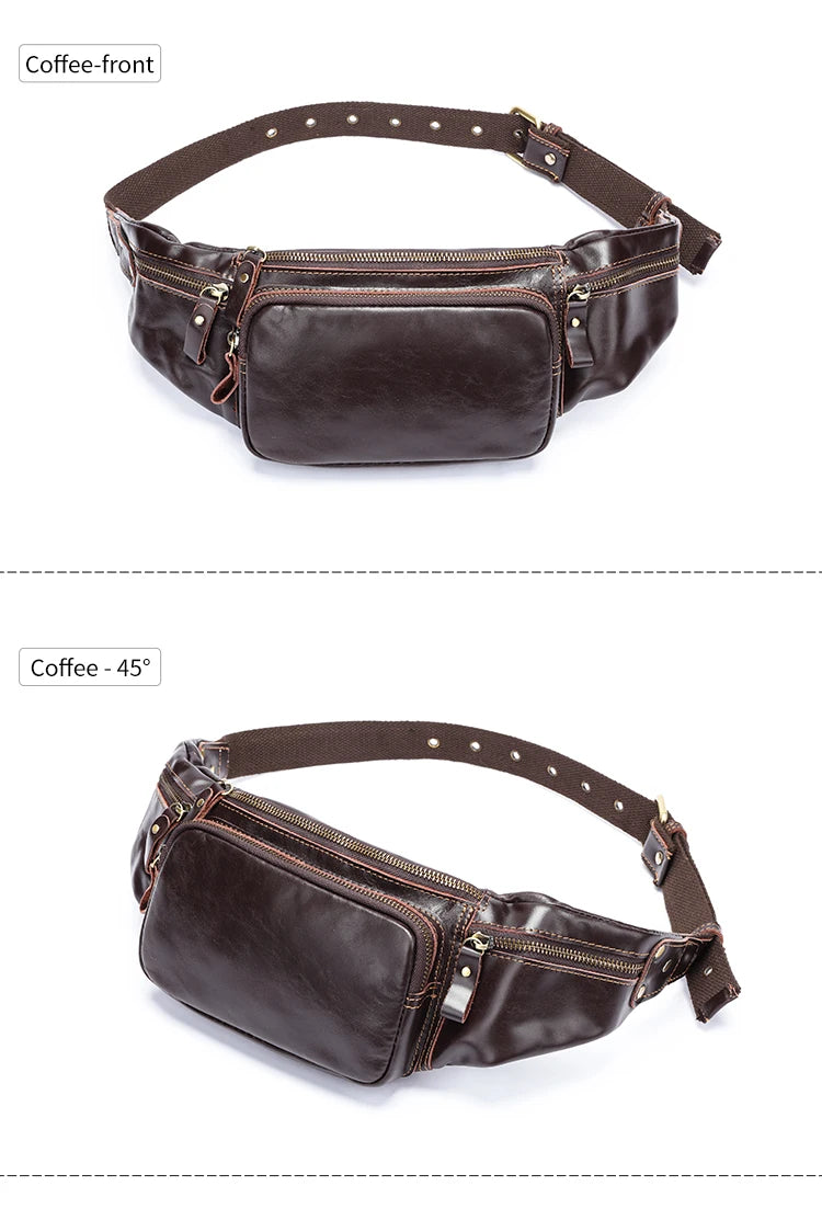 WESTAL Genuine Leather Fanny Pack for Men Vintage Phone Bags Messenger Bags Sports Handbags 9999