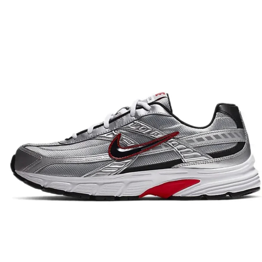 Nike Men's Casual Running Shoes, Low-Top Sneakers, Initiator Fashion Trend, Black and Silver