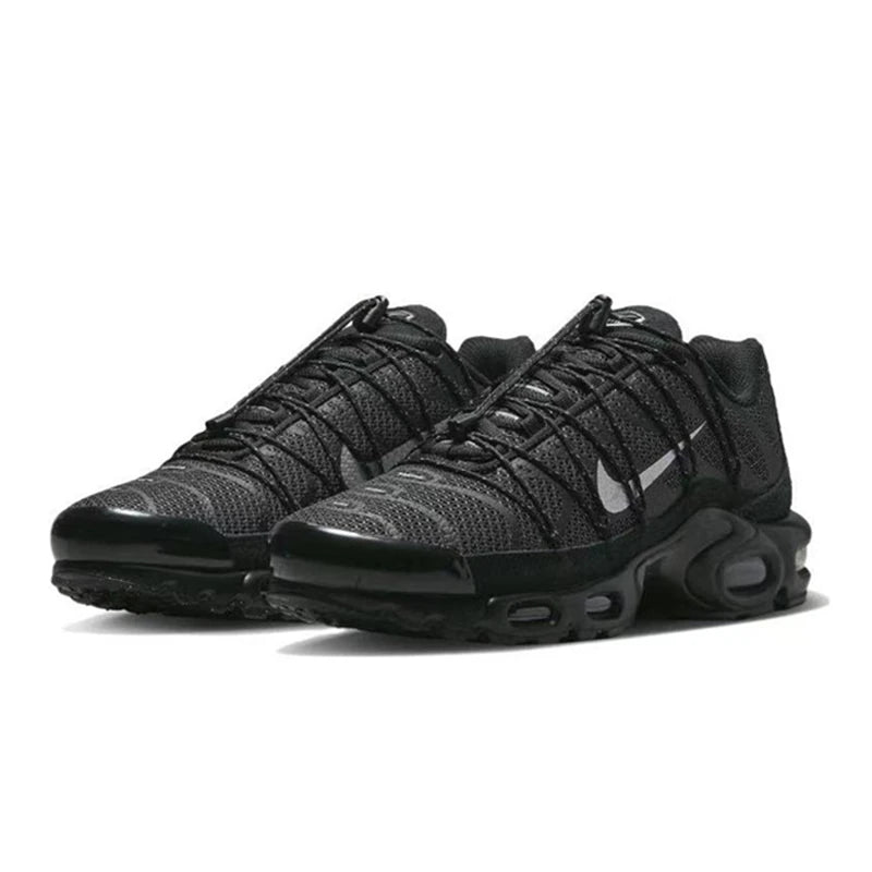 Nike-Air Max Plus Retro Low Cut Casual Chaussures pour Hommes et Femmes, Absorbant les Chocs, Antidérapant, Durable, Noir, Course